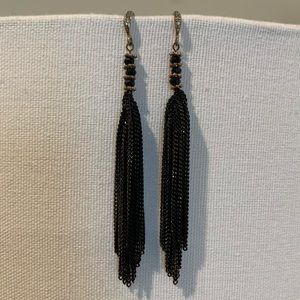 Theia Jewelry Chain Earrings in Black w/Swarovski
